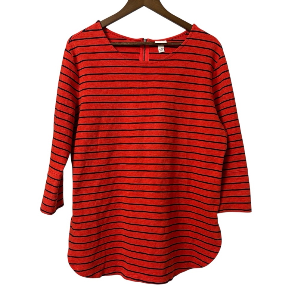 Merona vintage orange & Navy striped scoop neck 3/4 sleeve cotton thick shirt XL